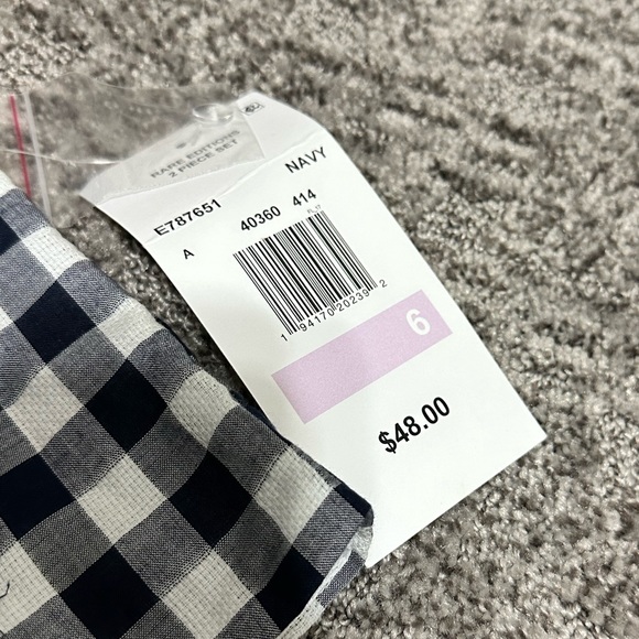 Rare Editions 2-piece set Navy Shorts with Navy and White Checkered top - Picture 3 of 11